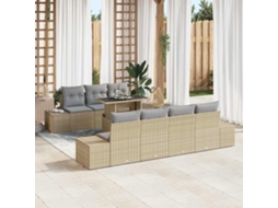 Vidaxl Conjunto De Sofá De Jardim 8 Unid. Bege E Cinza Claro