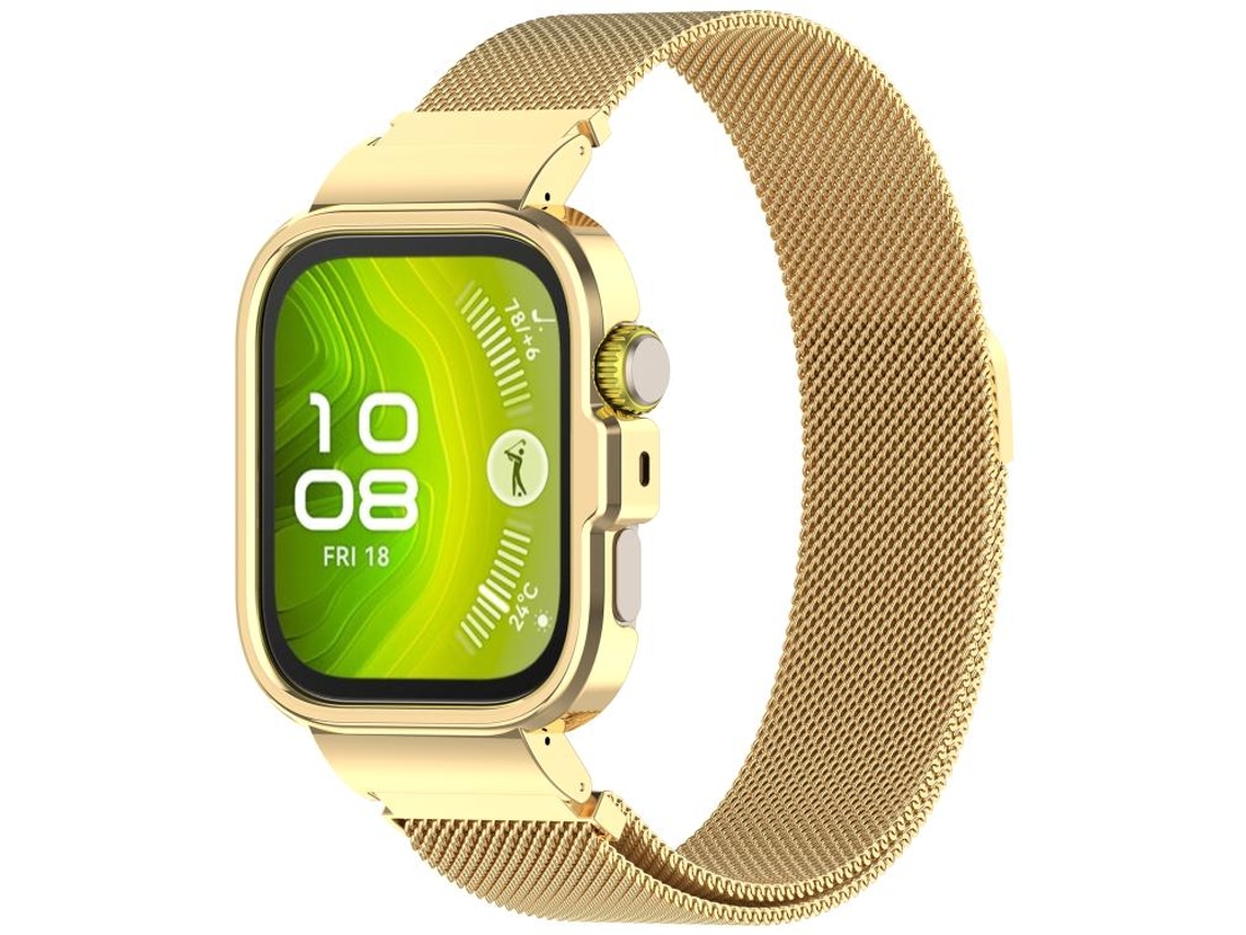 Bracelete para Huawei Watch Fit 4 Pro XIAOMOYU aço inoxidável estrutura metálica sistema magnético dourada
