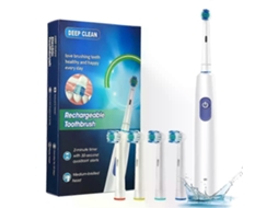 Escova De Dentes Elétrica Rotativa Inteligente, Recarregável Com 4 Cabeças, Escova De Dentes Elétrica Para Adultos Com Cabeças Macias De Substitu