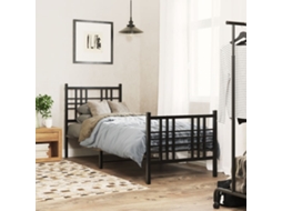 Vidaxl Estrutura de Cama com Cabeceira e Pés 75x190 Cm Metal Preto