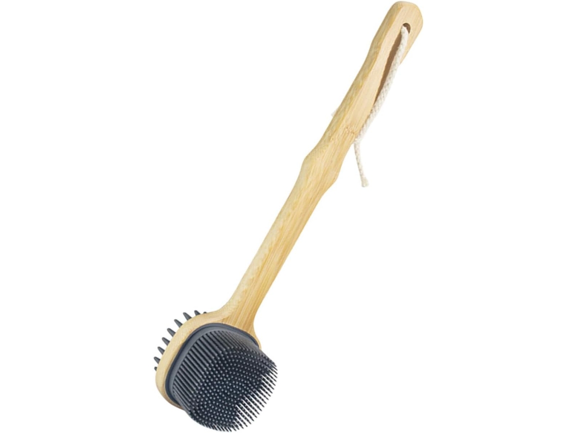 Escova De Costas Beauvorty Com Cabo Longo Em Silicone E Bambu, Escova Corporal Esfoliante De Dupla Face, Para Uso Diário