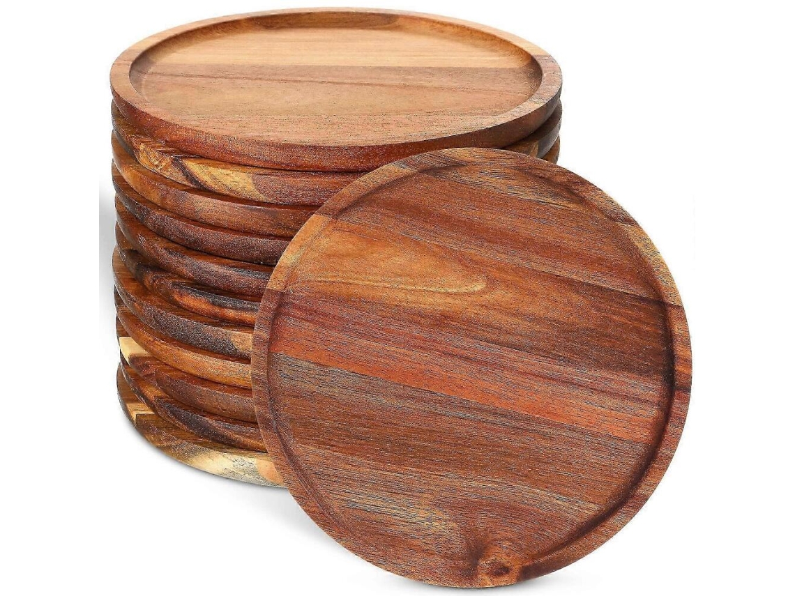 Pratos de madeira de 20cm, compatíveis com jogos de jantar AQUAFORGE
