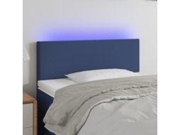 Vidaxl Cabeceira De Cama C/ Luzes Led Tecido 80x5x78/88 Cm Azul
