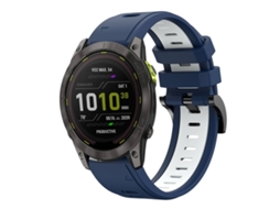 Bracelete Para Garmin Enduro 3 - Silicone Esportivo - Duas Cores (26mm) Azul Meia-noite + Branco
