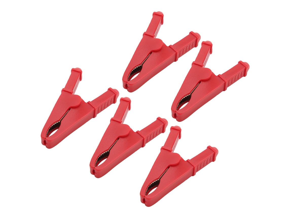 Yuru 5pcs Clip de Teste de Energia Vermelho com Boa Condutividade Elétrica Resistente À Corrosão para Teste Elétrico Mini Isolado