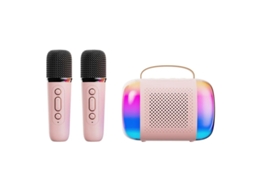 Yizhood Mini Máquina de Karaokê Bluetooth Portátil com Microfone Duplo e Alto-falante para Festa Infantil Rosa