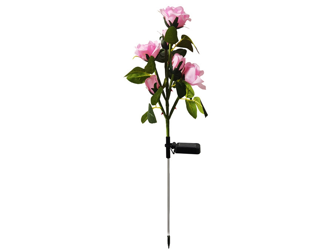 Luz Solar Rosa Decorativa Para Jardim Exterior