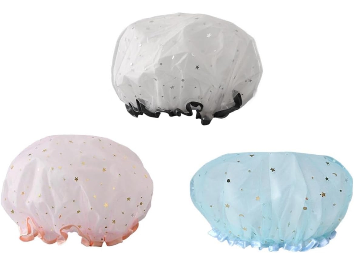 Eringogo Conjunto De 3-toucas Banho Impermeáveis, Macias E Duráveis, Dupla Camada, Para Mulheres, Proteção Para Os