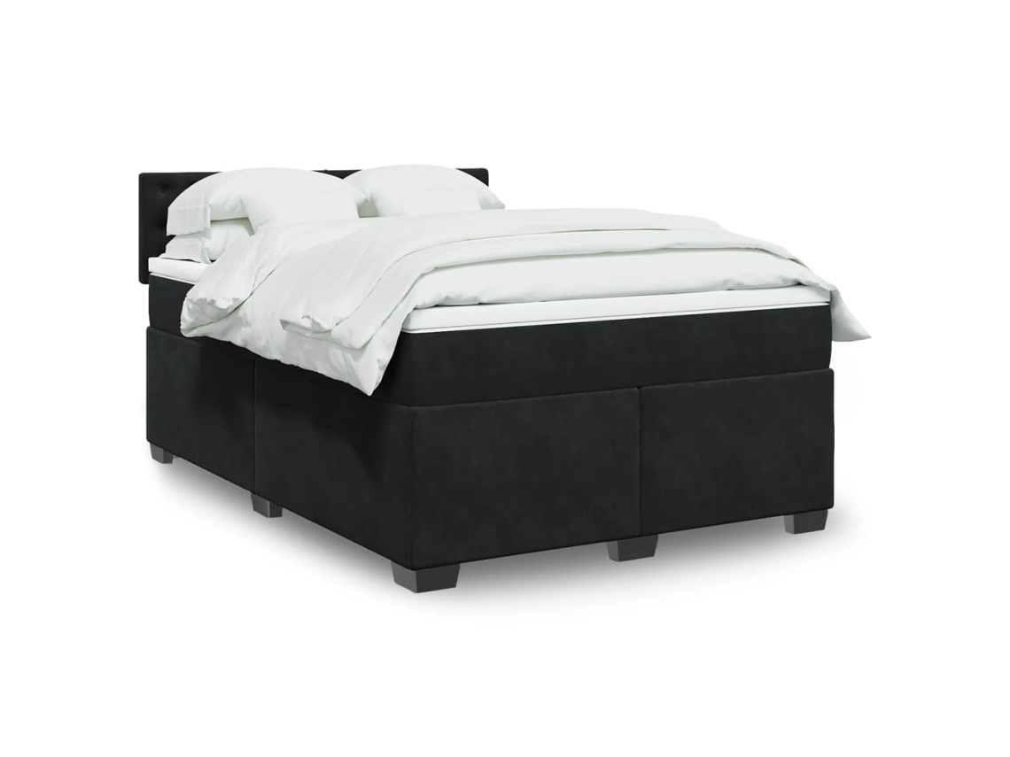 Vidaxl Cama Com Molas/colchão 160x200 Cm Veludo Preto