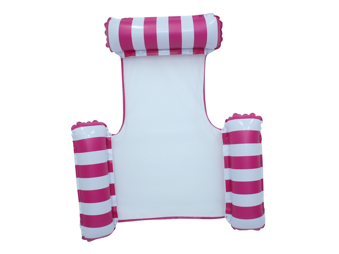 COLCHÓN flutuante inflável hamaca plegable riscado em forma de U para entretenimento aquático, vermelho rosa