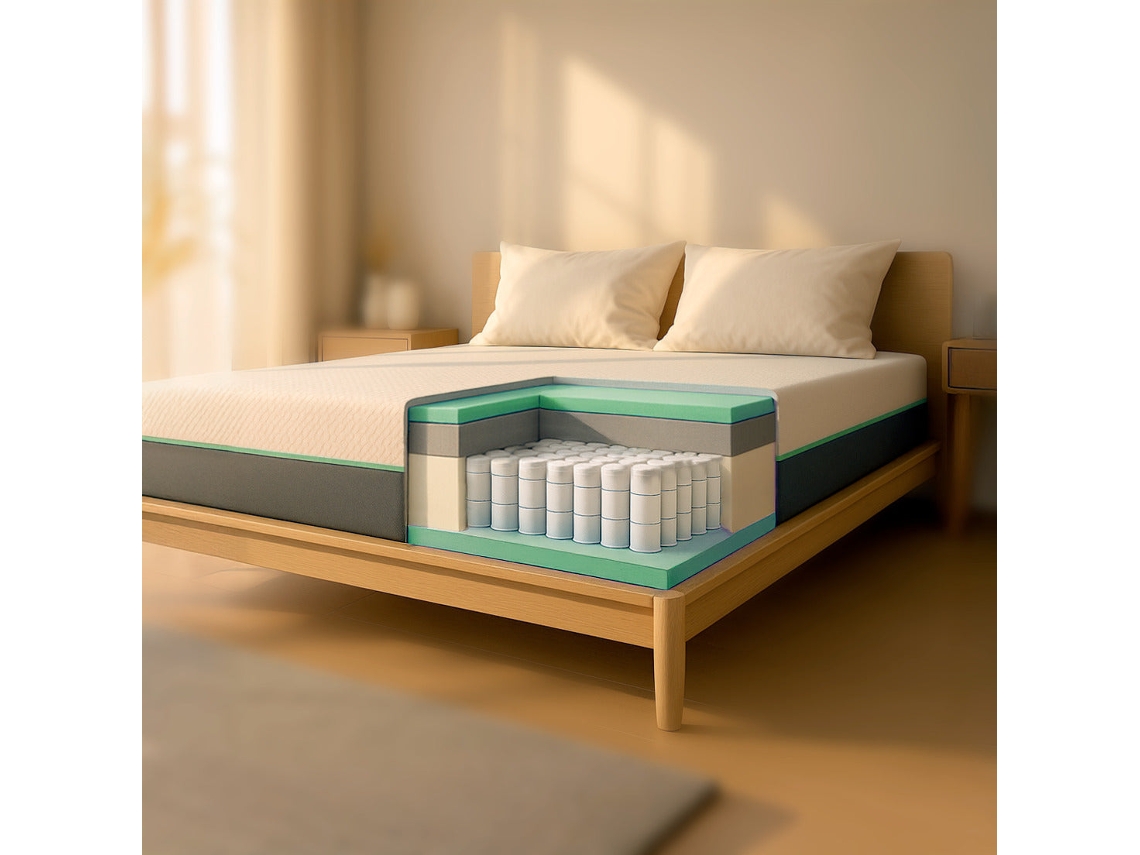 The White Stone Colchão 90x200 Ensacado Molas E Memory Foam Alto 25 Cm | Hipoalergênico, Respiravel, Removível