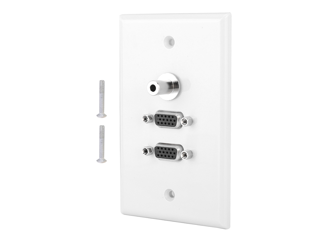 Painel de Parede com 2 Portas Vga e Fêmea 3.5mm Primerox