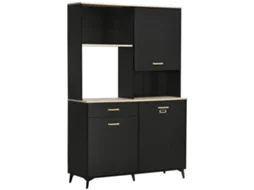 Armário de Cozinha Melamina de Madeira e Mdf Cor Preto 119x41x180 cm Homcom