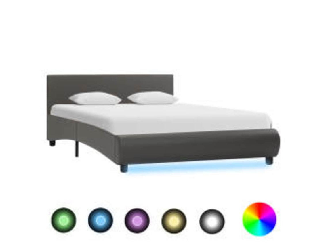 Bed Frame, Bed Frames Vidaxl Cinzeto Couro Artificial (140 X 200 Cm)