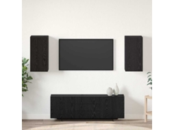Vidaxl Gabinete De Tv De Parede 2 Unid. Carvalho Preto