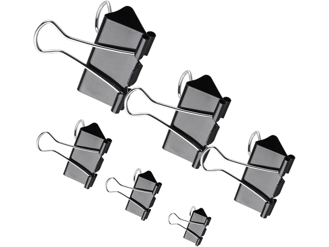Clips de papel Merryhapy Pretos, 120 unidades sortidas de 51 mm a 15 mm, ideais para uso em mesas, escolas e em casa.
