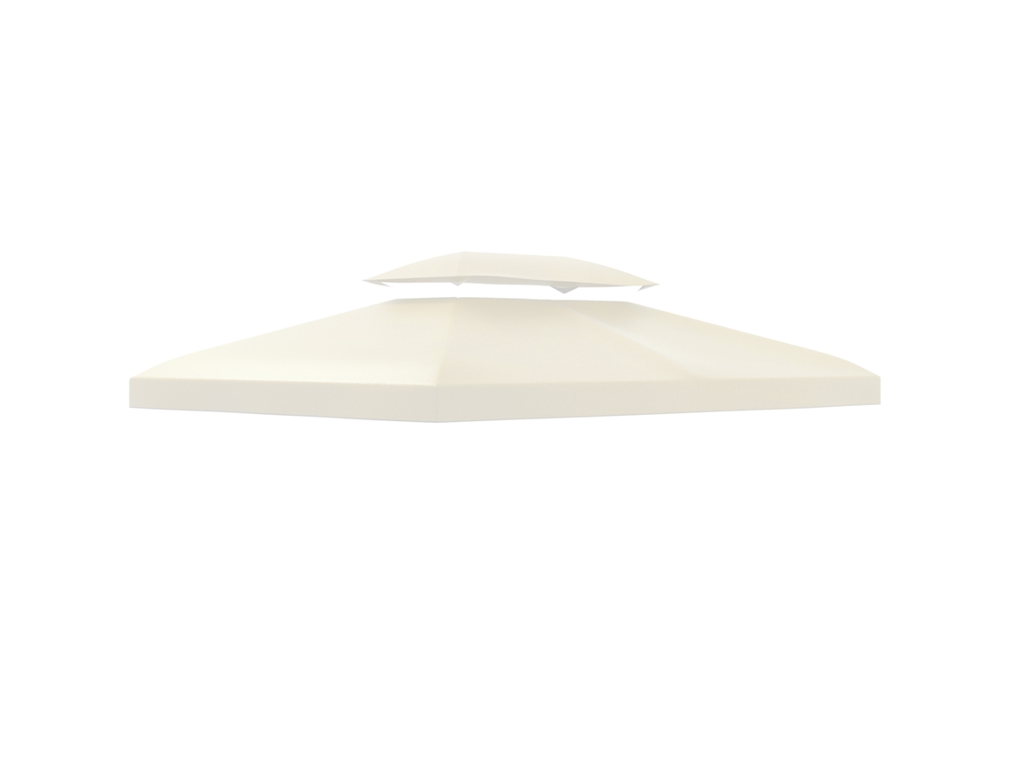 Telhado Substituto Para Gazebo Metálico 4x3m Com Abertura De Vazamento, Telhado De Poliéster Creme Branco Para Jardim E Tenda-kb