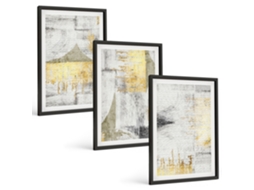 Quadros Decorativos Para Parede Padrões Abstratos De Pintura Moderna Moldura Preta Quadros Para A Sala De Estar Espelharte (3 Piezas De 40x60 Cm)