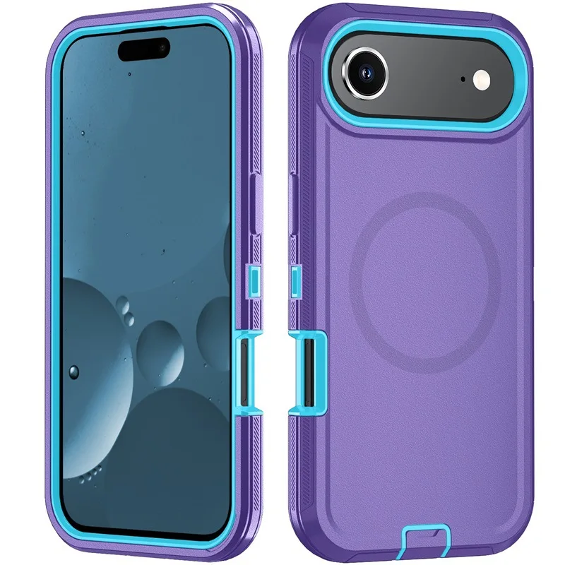 (roxo-azulado, Iphone 16 Plus) Capa Protetora Híbrida De Três Camadas, À Prova De Choque.
