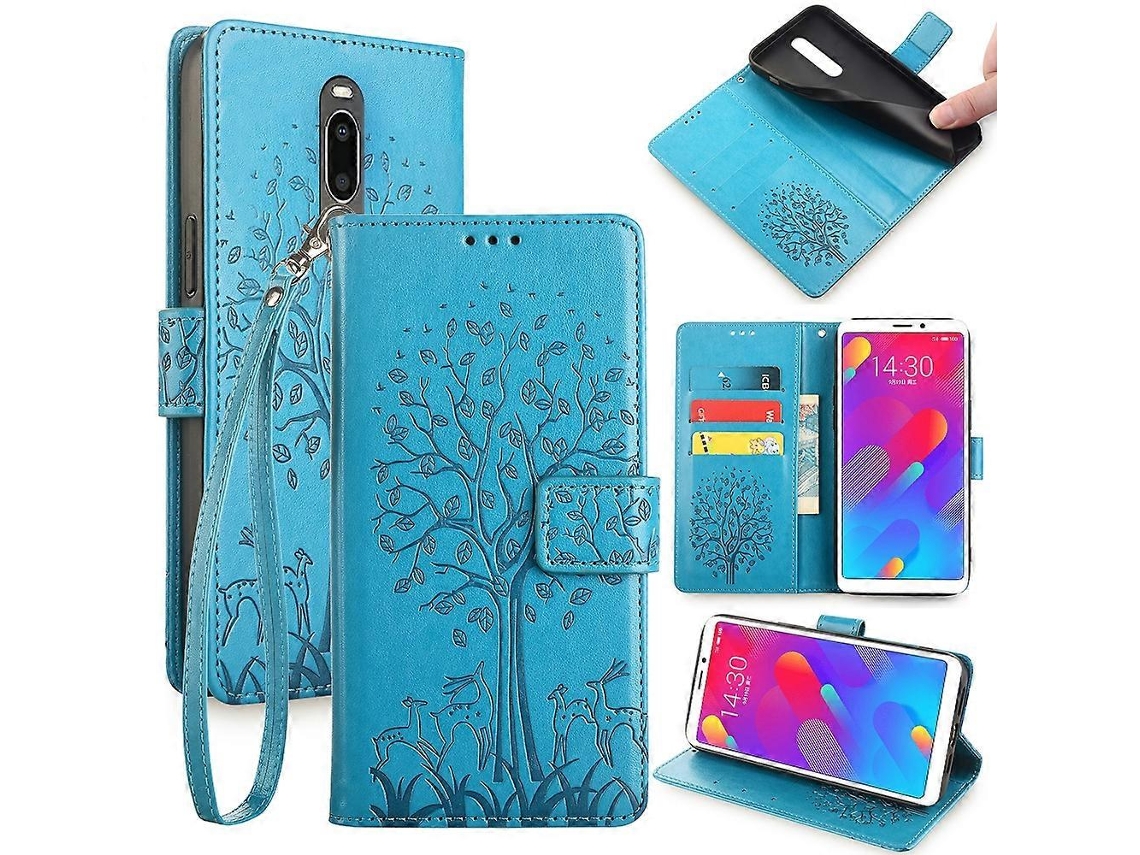 Capa De Couro Com Estampa De Árvore E Veado Para Meizu V8 Pro