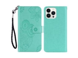 Capa Em Couro Pu Com Pega Para Apple Iphone 16 Pro - Ciano