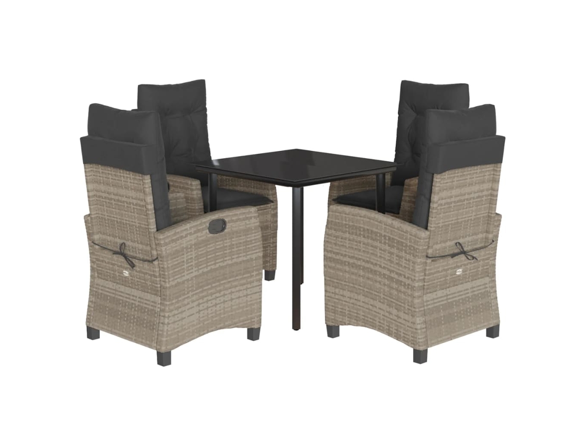 Garden Dining Set, Garden Dining Sets Vidaxl Cinzeto Rattan / Vime (mesa Com 140 Cm De Comprimento)