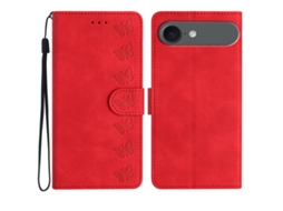 Capa De Couro Para Iphone 17 Air Com Borboletas Em Relevo