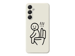 Capa Traseira De Tpu Com Borda Reta Para Samsung Galaxy A16 5g 4g, Capa Com Estampa De Banheiro Stickman, Bege
