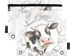 Pastas De Parede Transparentes Com Estampa Vaca Pintada, Com Janela Transparente E Bolsos, Pasta Grande E Resistente Com
