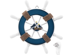 Decoração Parede Natural Artística Ornamento Suspenso Exclusivo Madeira Barco Retrô Interna Leme GOKOCO