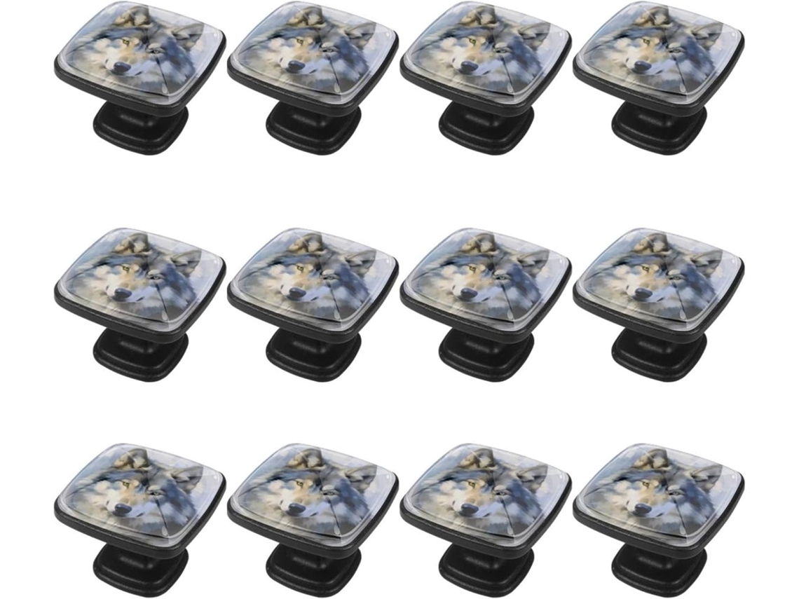Puxadores Quadrados Para Gavetas De Cômoda, Puxadores Para Armários De Cozinha, 12 Peças, Pintura A Óleo De Lobo