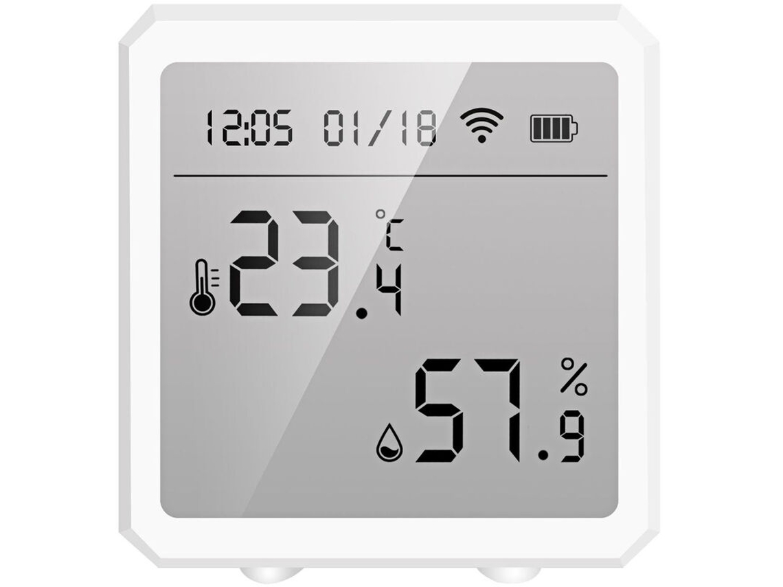 Sensor De Temperatura E Umidade Wifi, Termômetro Interno Inteligente Para Casa, Data De Exibição, Detector Digital Tuya Aquaforge