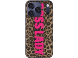 Capa Para Celular Compatível Com Apple Iphone 17 Pro. Texto Nítido Em Cores Vibrantes Sobre Estampa De Leopardo, Uma Ilustração Poderosa E Marcante.