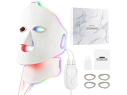 Máscara Facial de Silicone Macio com Led, Luz Led para Rosto e Pescoço, Terapia o Ro Sto, Presente V GOKOCO