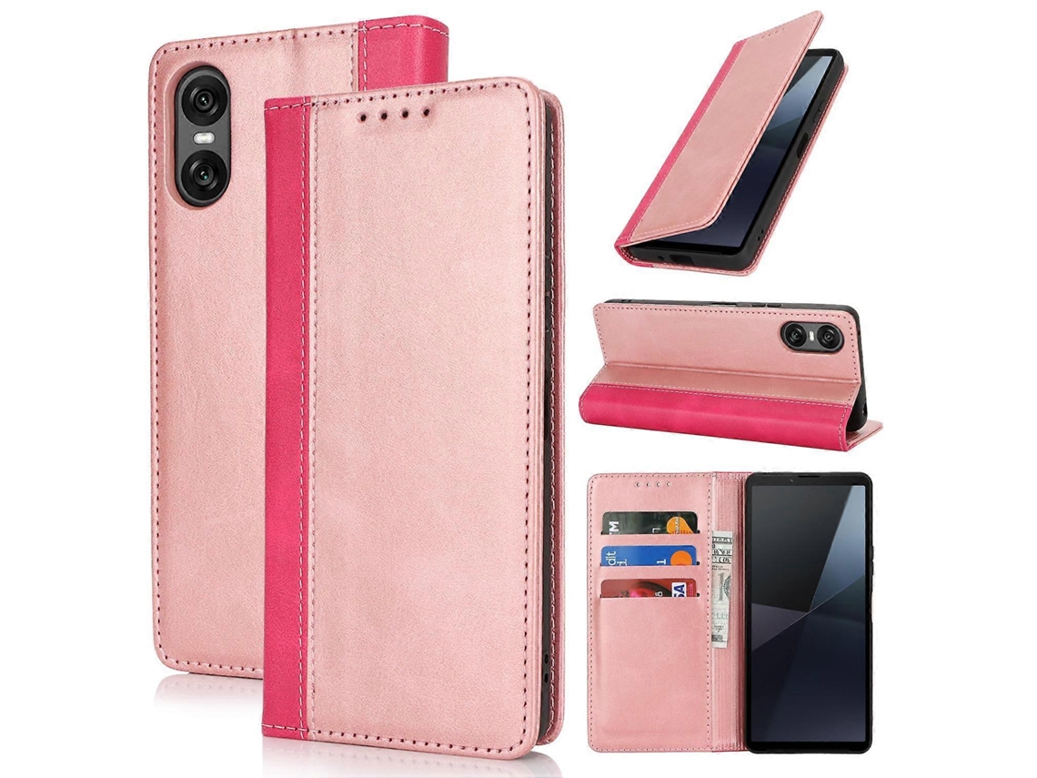 Capa De Celular De Couro Com Textura De Bezerro E Costura Colorida