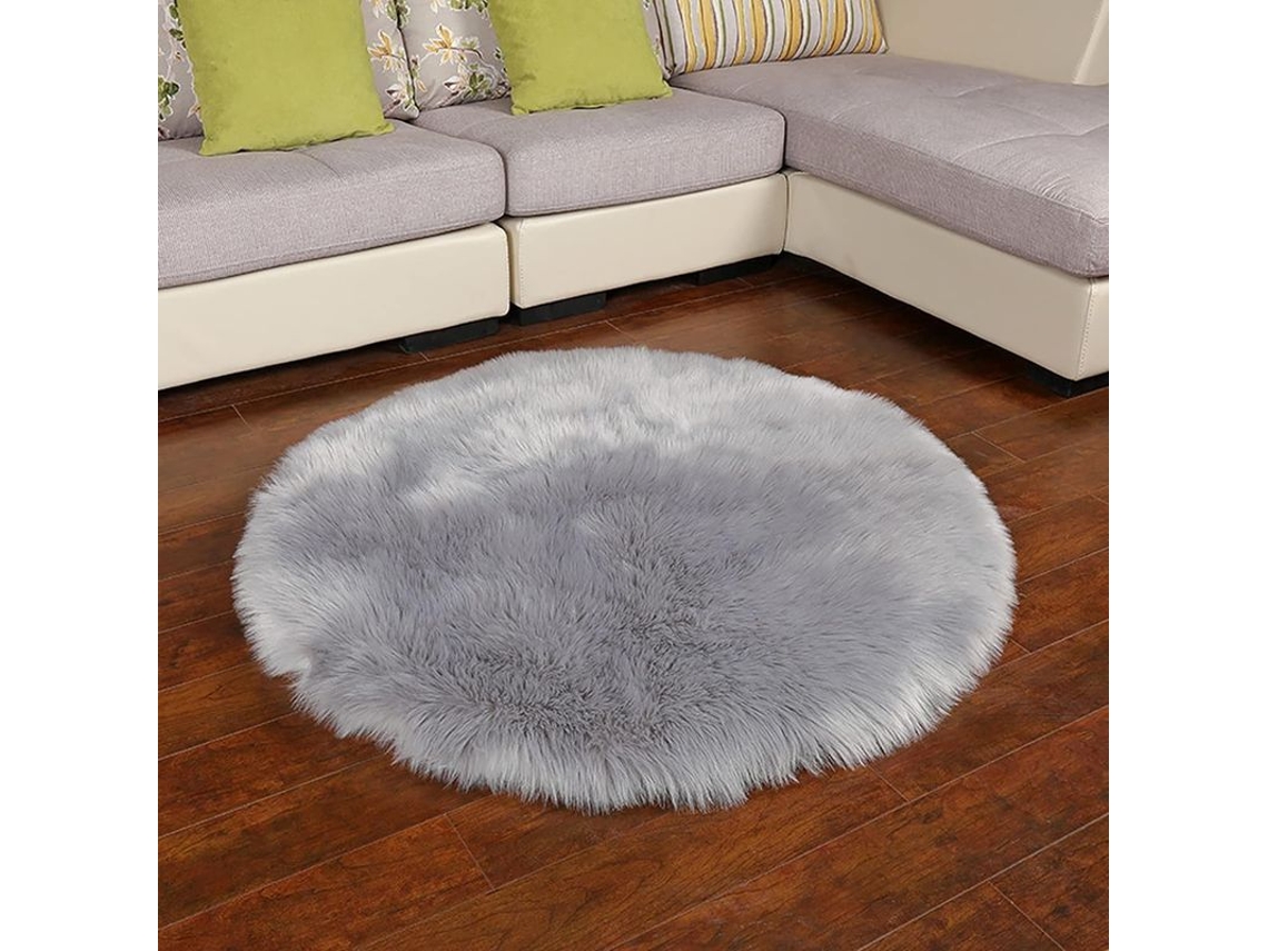 Almofada redonda e macia para cabelo, ideal para quarto, sala de estar e quarto infantil, 60x60 cm, cinza.