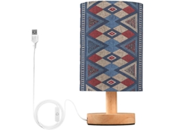 Abajur De Cabeceira Com Estampa Étnica Para Quarto, Portas De Carregegamento Usb C, Luminária De Mesa Cabeceira, Luminária