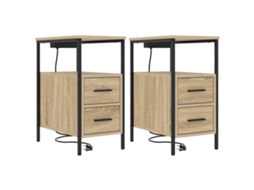 Conjunto de 2 Armários de Cabeceira de Carvalho Sonoma 30x48x61 cm MAISON EXCLUSIVE