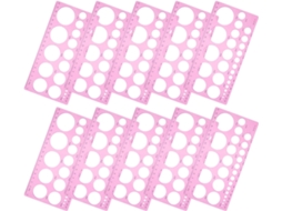 Conjunto de 10 réguas circulares de plástico Fuoyloo para desenho detalhado e medição precisa, ideais para bolsas.