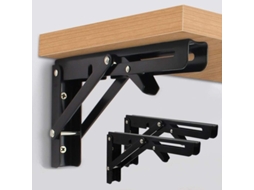 2 Peças De Suporte De Prateleira Plegável De 8 Polegadas Preto Aço Inoxidável Resistente Para Mesa Bancada Parede