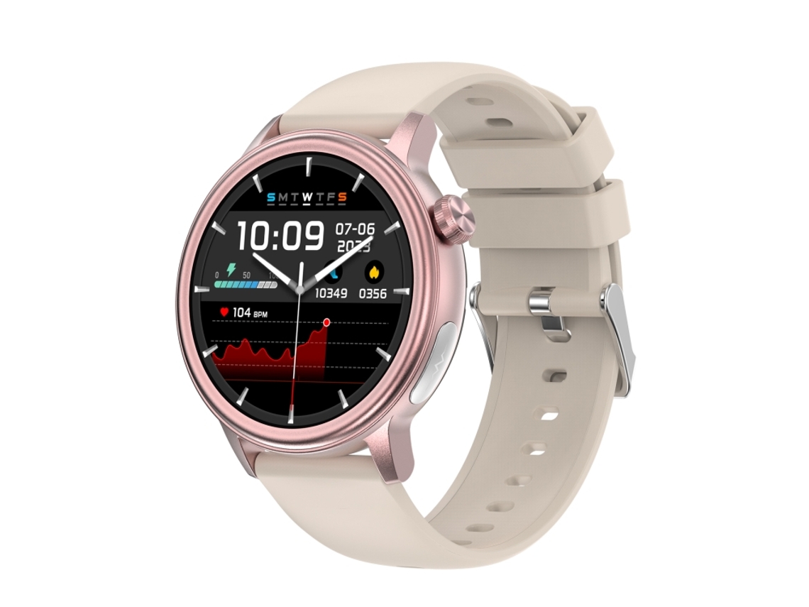 (bege) Smartwatch Com Tela Colorida De 1,39 Polegadas E Pulseira De Silicone, Compatível Com Ligações Bluetooth E Função Ecg.