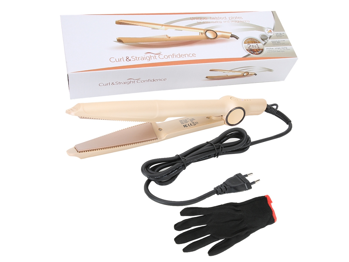 Prensa De Cabelo Com Ceramica Prancha E Ondulador De Cabelo 40w 4 Niveis De Calor 110-240v