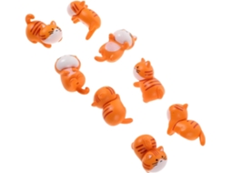 Conjunto De 8 Miniaturas De Gatos Em Resina.