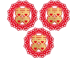 Conjunto 3 Adesivos Decorativos Vermelhos Tecido Aveludado Casamento Decoração Tradicional Janelas Carros GOKOCO