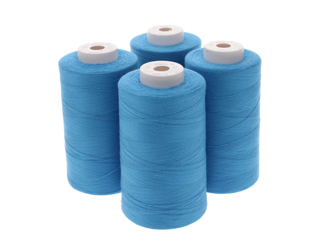 Conjunto de 4 fios de poliéster Dacor 120, 5.000 metros, cor 0073 Azul Mediterrâneo SEWFIL