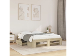 Estrutura Cama S/ Colchão Derivados De Madeira Carvalho Sonoma