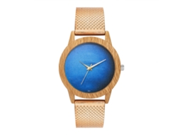 Reloj De Pulsera Analógico De Cuarzo Con Correa De Malla Azul Zhoulianfa (oro Rosa)
