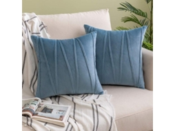 Rebe-funda De Almofada De Terciopelo Rayado Decorativa Suave 2 Unidades 45x45cm Azul Claro Para Sofá Cama Carro Sala