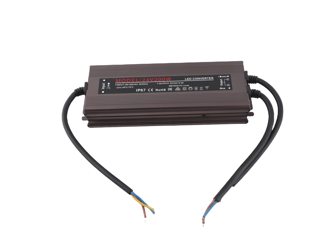 Fonte de Alimentação Transformador Led Ip67 À Prova D'água 24v 200w para Faixas Led Luzes Externas