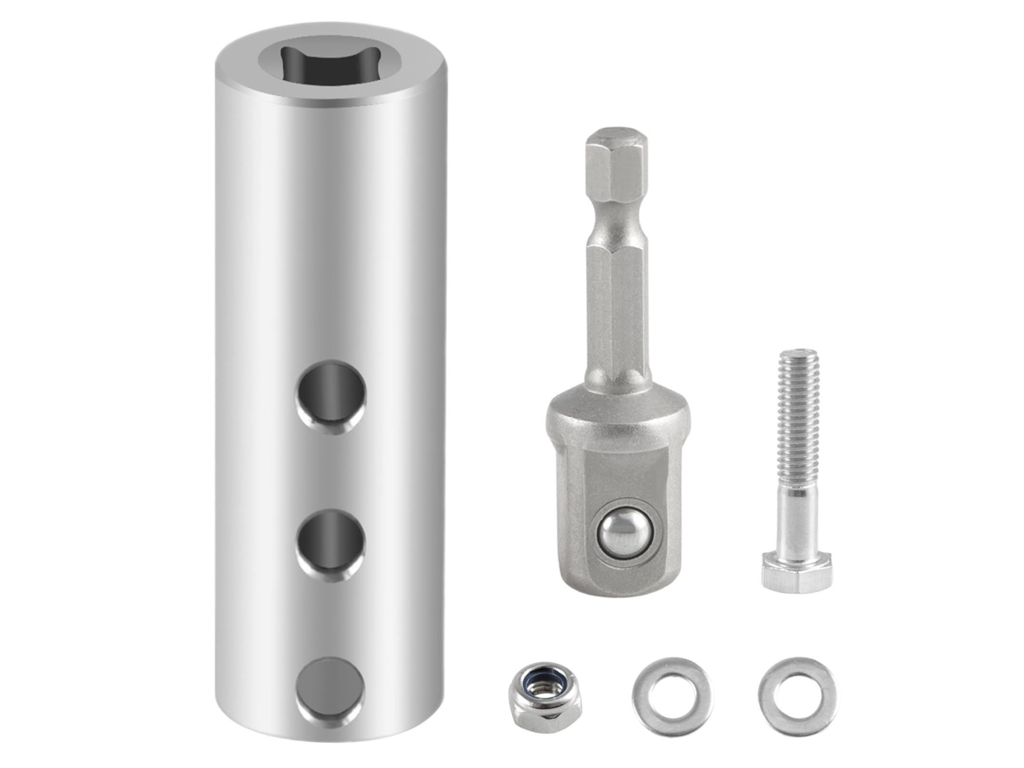 Adaptador de aço inoxidável para furadeira elétrica para macaco de reboque, compatível com roscas de 1/2" e 1".
